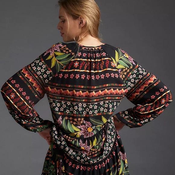 ANTHROPOLOGIE FARM RIO GLYNN FLORAL MAXI DRESS M - Picture 5 of 8